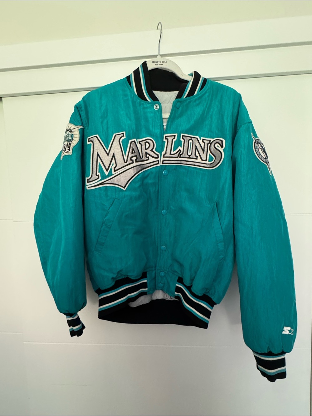 VINTAGE 1993 Starter Miami Marlins Teal Varsity Jacket - Men